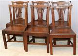 Lot# 6 CHIPPENDALE STYLE OAK SIDE CHAIRS, C1900, 6 PCS., having pierced back splats, removable cushions.