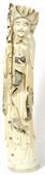 Lot# 10 CHINESE, CARVED IVORY FIGURE OF A FISHERMAN, SIGNED, MID 20TH C, H 13", depicts a figure of a fisherman with fishing pole and fish. Polychrome highlights, signed on the underside, 13 1/2" H.