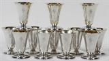 Lot# 14 STERLING LIQUEUR GLASSES, 12, H 3", Monogrammed "S". "W-S-D Sterling" mark on the underside.