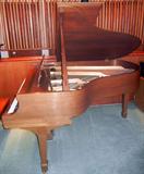 Lot# 62 STEINWAY & SONS GRAND PIANO, H 37", W 56", L 71", Walnut wood with bench. L3187, L2, 476132, L358