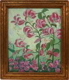 Lot# 75 FRANK SCOTT CLARK (AMER 1865-1937), OIL ON CANVAS, 23" X 19", FLORAL STILL LIFE, Gold gilt leaf frame under glass. Actual size, 23 1/2" x 19 1/2";