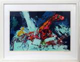 Lot# 83 LEROY NEIMAN [AMERICAN 1921-2012], SERIGRAPH, 1973, 28" X 44", "TROTTERS", Pencil signed lower right and inscribed: "AP" (Artist Proof), lower left.  Framed and matted under glass.