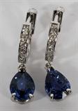 Lot# 100 3.08CT NATURAL SAPPHIRE & .28CT DIAMOND EARRINGS, 14kt white gold dangle earrings. H-color Vs-2 clarity. 4.1 grams.