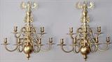 Lot# 124 SEVEN LIGHT BRASS WALL SCONCES, PAIR, H 29", W 26", having a silvered metal finish;