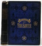 Lot# 134 "THE ADVENTURES OF TOM SAWYER', MARK TWAIN, C. 1886, embossed blue hard cover volume of 'The Adventures of Tom Sawyer' published by The American Publishing Company, Hartford, Conn.; Chicago, Ill.; Cincinnati, Ohio; Dated 1886. inscribed in ink on fly leaf: "Strasburg Holden From Aunt Aurelia, Nove, 9, 1887";