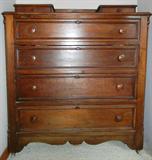 Lot# 236 MAHOGANY CHEST OF DRAWERS, H 45", L 40", D 17", Four lower drawers with removable top having two small drawers. Round knobs.