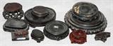 Lot# 313 CHINESE TEAKWOOD STANDS, 19, various sizes and shapes some fitted.