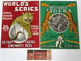 Lot# 360 1940 DETROIT TIGER OFFICIAL SPRING TRAINING AND WORLD SERIES PROGRAMS & TICKET, 3 PCS., includes one 1940 Detroit Tiger Official spring training program; one 1940 Detroit Tigers World Series program and World Series ticket stub. All items unsigned;