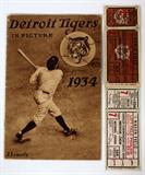 Lot# 361 1934 DETROIT TIGER YEARBOOK AND 1934 & 1935 WORLD SERIES TICKET STUBS, 3 PCS., includes: one 1934 Detroit Tiger Yearbook, unsigned and one 1934 World Series Game 7 ticket stub, also one 1935 Detroit Tiger World Series ticket stub, game 2.