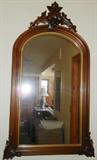 Lot# 436 ANTIQUE AMERICAN MAHOGANY MIRROR, 47' X 28", Crest of leaves & grape designs; Leaves and scrolling at lower corners.
