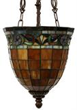Lot# 450 LEADED ART GLASS SHADE, H 20", Colors of orange, yellow, green, blue & white.