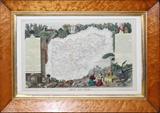 Lot# 1081 V. LEVASSEUR, FRENCH MAP, ATLAS NATIONAL ILLUSTRE, 11" X 17", 'DEPT. DE VAR./REGION DU SUD', Under glass, matted, in a bird's eye maple frame. Laguillermie et Rainaud printmakers. Atlas National Illustre, Region du Sud. Mapa del Departamento de Var. Circa 1850. Region du Sud No. 80. From the Estate of Walter Connolly, Grosse Pointe Farms, Mi.