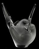 Lot# 1134 LALIQUE 'SYLVIE' CRYSTAL VASE, H 8", Separate flower arranger fits at center. Signed.