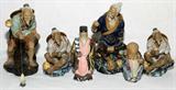 Lot# 1174 CHINESE GLAZED FIGURES, SIX, H 4"-7 1/2", Having unglazed faces, hands and legs, with glazed garments. From the Collection of John P. O'Hara, Bloomfield Hills, Mich.