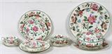 Lot# 1268 WEDGWOOD TONQUIN DINNER SET, 107 PIECES (SERVICE FOR EIGHT), #2405, 16 tea/coffee cups with ruffle edge, 15 6" saucers, 8 1" deep salads, 12 8" plates, 8 crème soups with double handles 5", 9 6.5" saucers for soups, 7 - 6' bread plates, 8 - 4" fruit dishes, 9 - 10 3/4 ' dinner plates, 1 - 10" oblong serving bowl, 1 10 1/2 ' serving dish square with handles, 1 - 11" oval platter, 1 - 7" tureen with cover, 1 - 131/4" platter. W 2405, green edge. Tonquin - ivory.