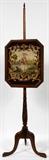 Lot# 1244 NEEDLEPOINT POLE SCREEN, C. 1900, H 56", W 15", Hand worked needlepointe. Adjustable height.