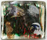 Lot# 1309 CRYSTAL BLOCK AS AQUARIUM, H 6 1/4", W 7 1/2", D 2 1/2", Containing blown glass fish and seahorse. No apparent signature. From the Collection of John P. O'Hara, Bloomfield Hills, Mich.