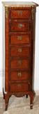 Lot# 1312 FRENCH FRUITWOOD SEMAINIER, C. 1920, H 51", W 14", D 11", With a breche d'alep marble top. Bronze mounts.