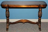 Lot# 1315 WALNUT SOFA TABLE C 1920, H 25", L 47", D 17". Trestle base.