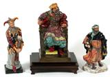 Lot# 1398 ROYAL DOULTON FIGURES (3), 'GOOD KING WENCESLAS', 'THE OLD KING', & 'THE JESTER', H 8 1/2"-10", Hand decorated porcelain figures include "Good King Wenceslas" (HN 2118), "The Old King" (HN 2134), and "The Jester" (HN 2016). Three items total.