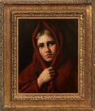 Lot# 2008 NIKOLAI Y. RACHKOV (RUSSIAN, 1825-1895) OIL ON CANVAS, 1877, 18" X 15", PORTRAIT OF A YOUNG GIRL, Signed and dated upper left; gilt famed.