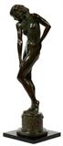 Lot# 2027 HARRIET WHITNEY FRISHMUTH [AMERICAN 1880-1980], BRONZE SCULPTURE, 1930, H. 15 7/8", "REFLECTIONS", Marked Gorham Co. Founders, OHFG on lower edge. Mounted on blck Belgian marble base.