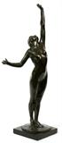 Lot# 2026 HARRIET WHITNEY FRISHMUTH (US 1880-1980), BRONZE SCULPTURE DATED 1918, H 19 1/2", W 7", "THE STAR", Signed, dated and marked, Gorham Founders Q505 #103; green patina; black marble base.