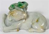 Lot# 2084 CARVED JADE RAM, H 4", L 2 1/2", D 2 1/4"