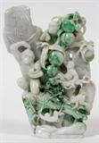 Lot# 2083 CARVED JADE MONKEY, H 4 1/2", L 7 1/4", D 1 7/8", In colors white, green, brown and lavender.