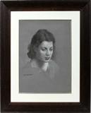 Lot# 2130 EDMUND CHARLES TARBELL (AMERICAN 1862-1938) CHARCOAL WITH PASTEL, 14" X 10 1/4", FEMALE PORTRAIT, image; 20 " x 14 1/2" paper size; signed lower left; on gray paper.