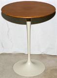 Lot# 2205 SMALL TULIP TABLE, H 20", DIA 16", Natural wood top. From the estate of Gerry Culpepper, Northville, Mi.