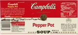 Lot# 2225 ANDY WARHOL AUTOGRAPH ON A PEPPER POT CAMPBELL'S SOUP LABEL, Label is 3 3/4" x 8 1/4" and is housed in a small plastic sleeve.