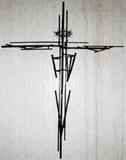 Lot# 2275 JOHN O'HARA (20TH C.), HAND-WROUGHT IRON CRUCIFIX, H 72", W 56", From the Collection of John P. O'Hara, Bloomfield Hills, Mich.