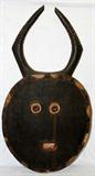 Lot# 2290 CARVED WOOD AFRICAN MOON MASK, 36" X 19", Pre World War II. From the estate of Gerry Culpepper, Northville, Mi.