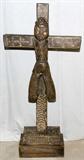 Lot# 2297 SOUTH AMERICAN WOOD CRUCIFIX H 40", W 20", Primitive. Figure is carved separate from cross. From the estate of Gerry Culpepper, Northville, Mi.