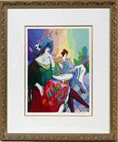 Lot# 2336 ISAAC MAIMON [ISRAEL B. 1951] MIXED MEDIA 17" X 12 3/4" LADIES IN A BISTRO, Pencil signed and numbered edition XXV/CXXV.  Framed and matted under glass.