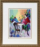 Lot# 2337 ISAAC MAIMON [ISRAEL B. 1951] MIXED MEDIA 17" X 12 3/4" SEATED LADY IN A CAFÉ, Pencil signed and numbered edition XXXC/CXXV.  Framed and matted under glass.