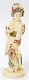 Lot# 2389 CHINESE IVORY STANDING GEISHA WITH LANTERN H 4", hand carved with light tint. Figure wearing kimono and carrying gift and lantern.