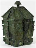 Lot# 2403 CHINESE FANG YI BRONZE WINE CONTAINER, 11 1/2" X 7 1/2", Palace Museum, Peking, #7, #7/50 from original at the Palace Museum, Peking, cat. #77333, limited edition of fifty, made in 1980 at the Palace Museum which cast limited editions based on imperial bronzes in the museum by the lost wax process in a special foundry at the museum. This collection has been on view in many of Canadian muesumes,1986/1988.