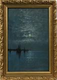 Lot# 2426 STYLE OF/AFTER JAMES ABBOTT MCNEILL WHISTLER, PASTEL ON PAPER/BOARD, 19 3/4" X 12 3/4", NIGHT HARBOR, Gimpel Fils, 50 South Molton Street, W.1 label on verso with written in pencil, "Purchased from the Joanna Hiffernan-Abbot estate - 1929. Miss Hiffernan was said to have worked for Mr. Whistler". Period gilt frame.