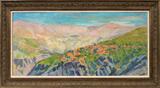 Lot#2001,SALIBA DOUAIHY (LEBANESE 1915-1994), OIL ON CANVAS, 19" X 40", 1942, QADISHA VALLEY