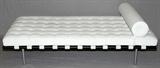 Lot#2076, MIES VAN DER ROHE BY KNOLL STEEL & WHITE LEATHER DAYBED W 37" L 75"