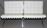 Lot#2068, PAIR OF KNOLL WHITE LEATHER & STEEL BARCELONA CHAIRS