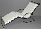 Lot#2080,LEATHER & STEEL CHAISE LOUNGE L 76"