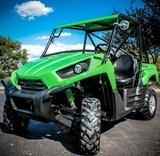 Lot #328, Kawasaki TeryX 750 Sport 4x4 Recreation Vehicle
2010 Kawasaki recreational vehicle with 1477 miles, model: KRF750S This is an awesome power-sports vehicle, and happens to be the Flagship from Kawasaki's Sport Line." This is the Teryx Sport 750 4x4!" Referred to as an "RUV", i.e. Recreation Utility Vehicle, this lime green beauty is just that...built for all sorts of fun, and happens to be in near perfect condition, with low usage hours. In addition to looking great, it features: An Automatic Transmission with 2x or 4x Drive Capabilities Driver and Passenger ( 3 pt.) Three-Point Harnesses From "Crow Enterprizes."  Reinforced Skeletal Frame With Roll Bar Tow Hitch Capable and Foldable Tail Gate  Adjustable "Bed", Removable Seats, Doors,Interior Implements, and an Angular Front Hood Nitrogen based suspension systems (more below) Maxxis 26 x 10 12 Mudbug, or Bighorn ATV Tires With Cast Aluminum Wheels, (weight alleviation without compromising strength) Differential Lock Lined int