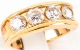 Lot #10, Jewelry 14kt Yellow Gold Diamond Cocktail Ring
Awesome stately 14kt yellow gold cocktail / wedding ring. Featuring 4 large, sparkly, clear gemstones. Unmarked, tests at 14kt gold. Ring size: 10.5. Total weight: 7.9 dwt.  Tag words: Fashion, Anniversary, Birthday, Valentines Day