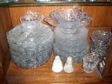 Rose Point Crystal. S & P, cream & sugar, 2 or 3 sizes of small plates..quantities of each size.