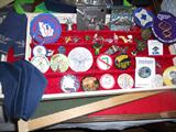 Variety of pins/buttons, including a few military items