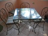 Wrought Iron Square Glass Top Table
w/4 Chairs