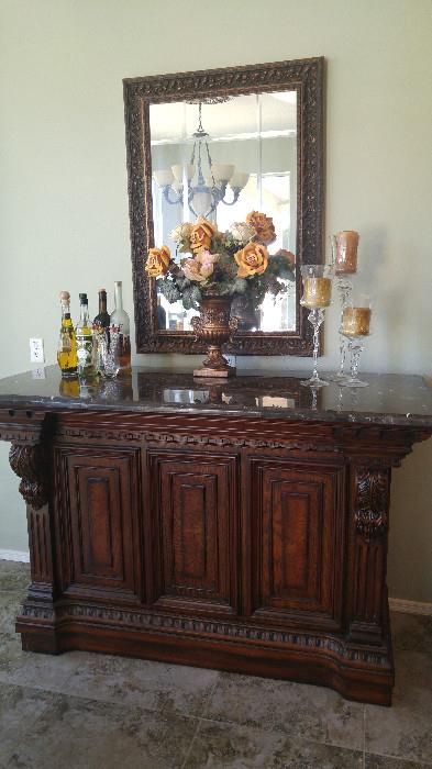 Marble top bar and mirror